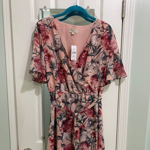 Loft Faux Wrap Floral Print Dress